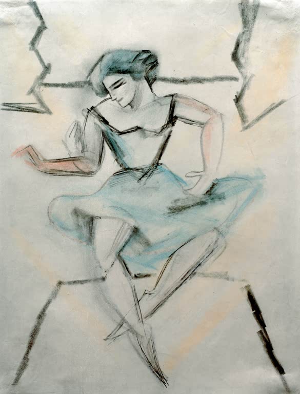 Kunstdruck des Gemäldes „Tänzerin“ von August Macke. Hochwertig in Deutschland von Hand gefertigt, erhältlich als Poster oder Leinwand und optional gerahmt.