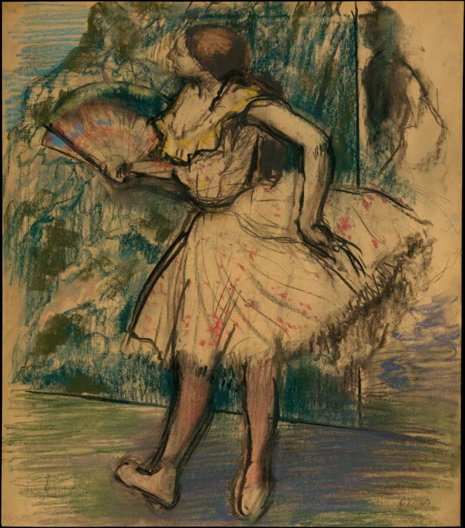 Kunstdruck von „Tänzerin mit Fächer“ von Edgar Degas, handgefertigt in Deutschland als Leinwand oder Poster erhältlich