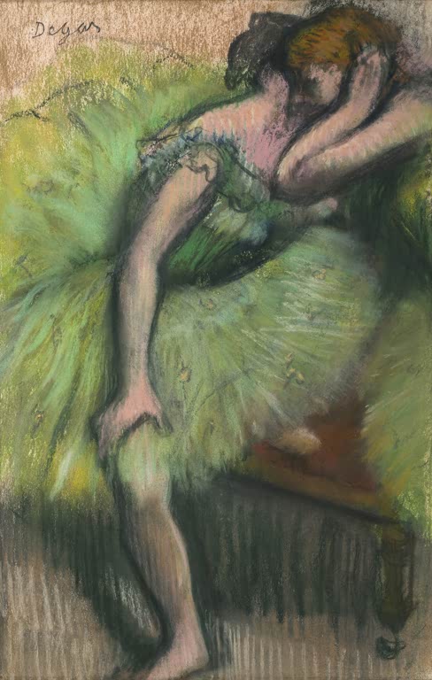 Kunstdruck des Gemäldes Tänzerinnen von Edgar Degas mit mehreren Balletttänzerinnen in einer Tanzszene.