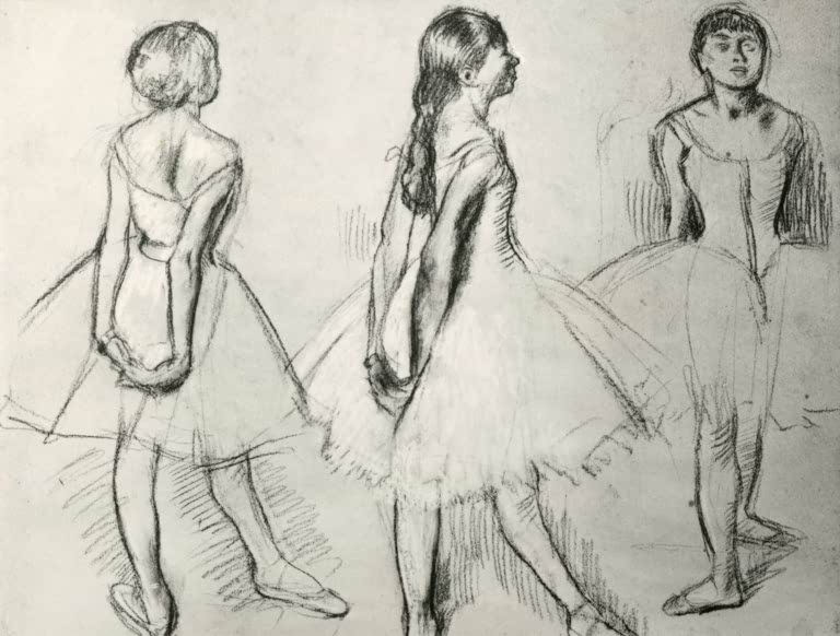 Kunstdruck des Gemäldes „Tänzerinnen“ von Edgar Degas, detailgetreu umgesetzt und hochwertig in Deutschland produziert.