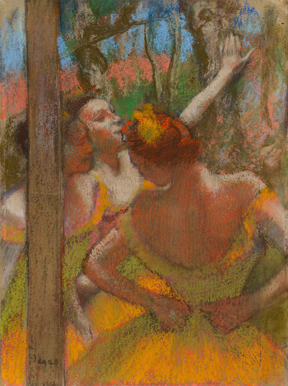 Impressionistisches Gemälde 'Tänzerinnen' von Edgar Degas, das die fließende Bewegung und Eleganz von Balletttänzerinnen einfängt.