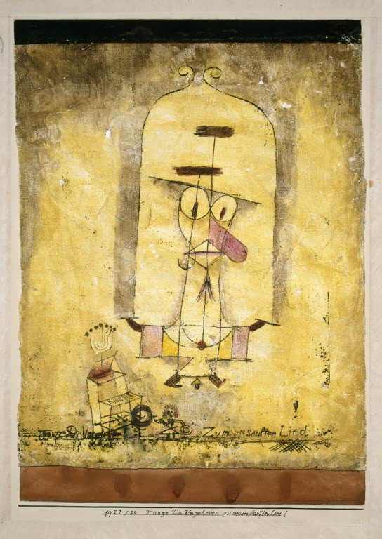 Kunstdruck „Tanz, du Ungeheuer, zu meiner sanften Melodie!“ von Paul Klee mit abstrakter, expressiver Figurenkomposition