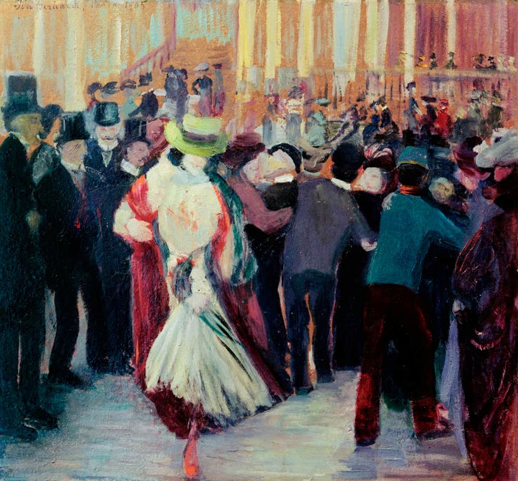 Tanzbild X (Tanzszene bei Bullier, Paris) von Ida Gerhardi als hochwertiger Kunstdruck einer lebhaften Pariser Tanzszene