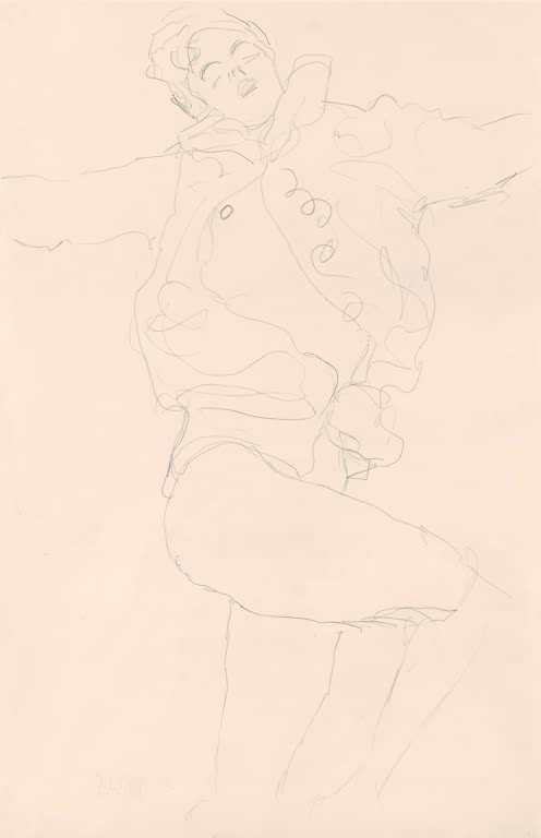 Kunstdruck von „Tanzende mit Umhang“ von Gustav Klimt mit dynamischer Figurenstudie und eleganter Linienführung. In Deutschland von Hand gefertigt, als Leinwand oder Poster erhältlich.
