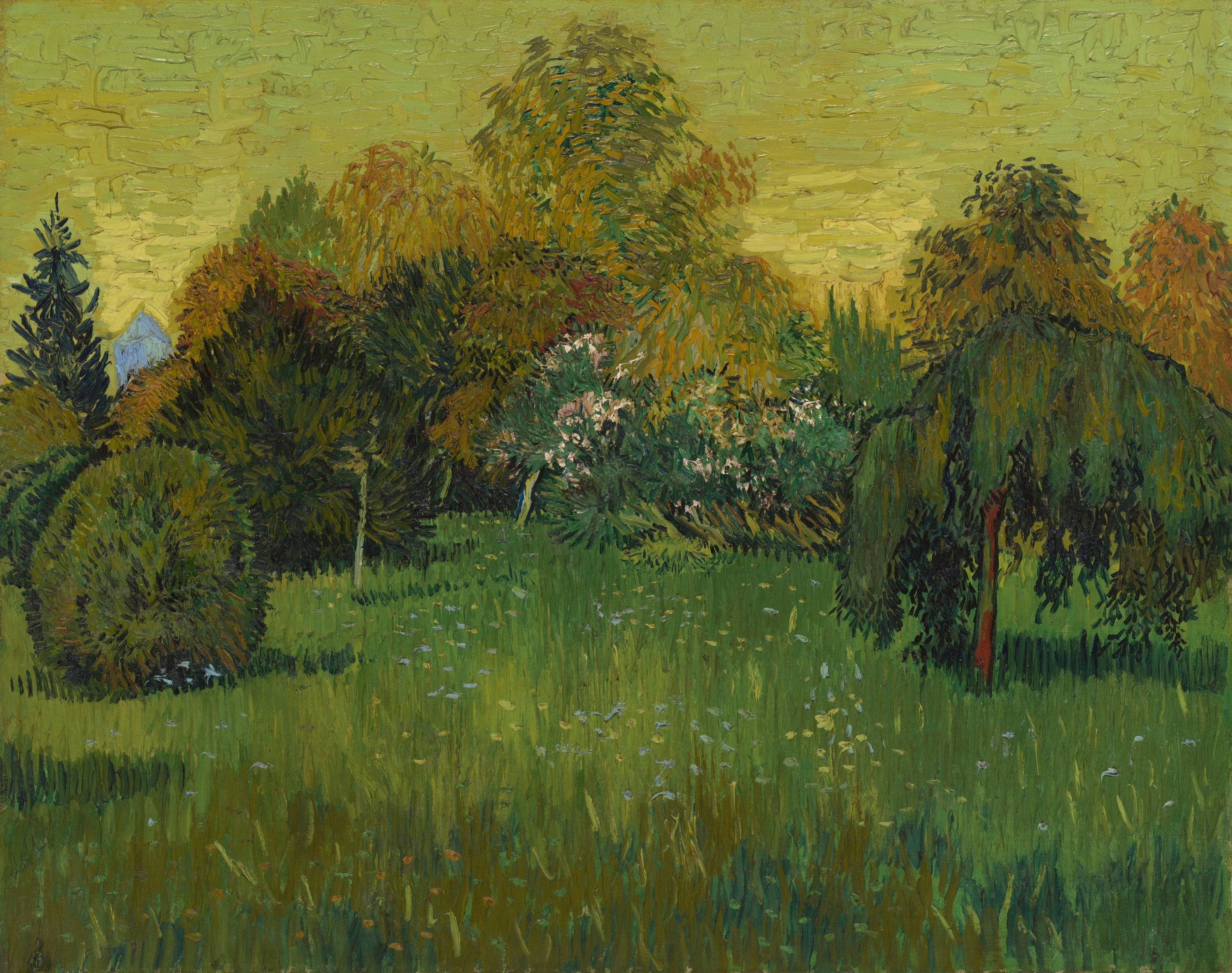 The Poet’s Garden von Vincent van Gogh zeigt einen lebendigen Garten mit Bäumen, Blumen und einem klaren Himmel in sanften Gelb- und Grüntönen. Das Gemälde spiegelt van Goghs emotionale und kreative Reise wider und fängt eine Atmosphäre der Ruhe und Inspiration ein. Es wurde 1888 während seines Aufenthalts in Arles gemalt und ist ein Ausdruck seiner tiefen Verbundenheit mit der Natur und seiner unermüdlichen Suche nach Schönheit.