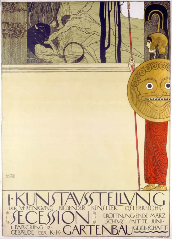 Kunstdruck des Gemäldes „Theseus und der Minotaurus“ von Gustav Klimt – hochwertige Reproduktion des mythologischen Jugendstil-Kunstwerks.
