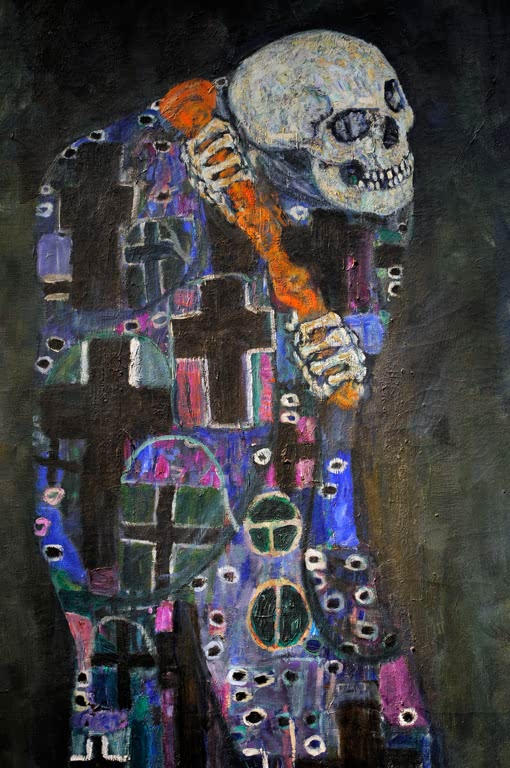 Kunstdruck des Gemäldes „Tod und Leben“ von Gustav Klimt – hochwertige Reproduktion des berühmten symbolistischen Jugendstil-Meisterwerks.