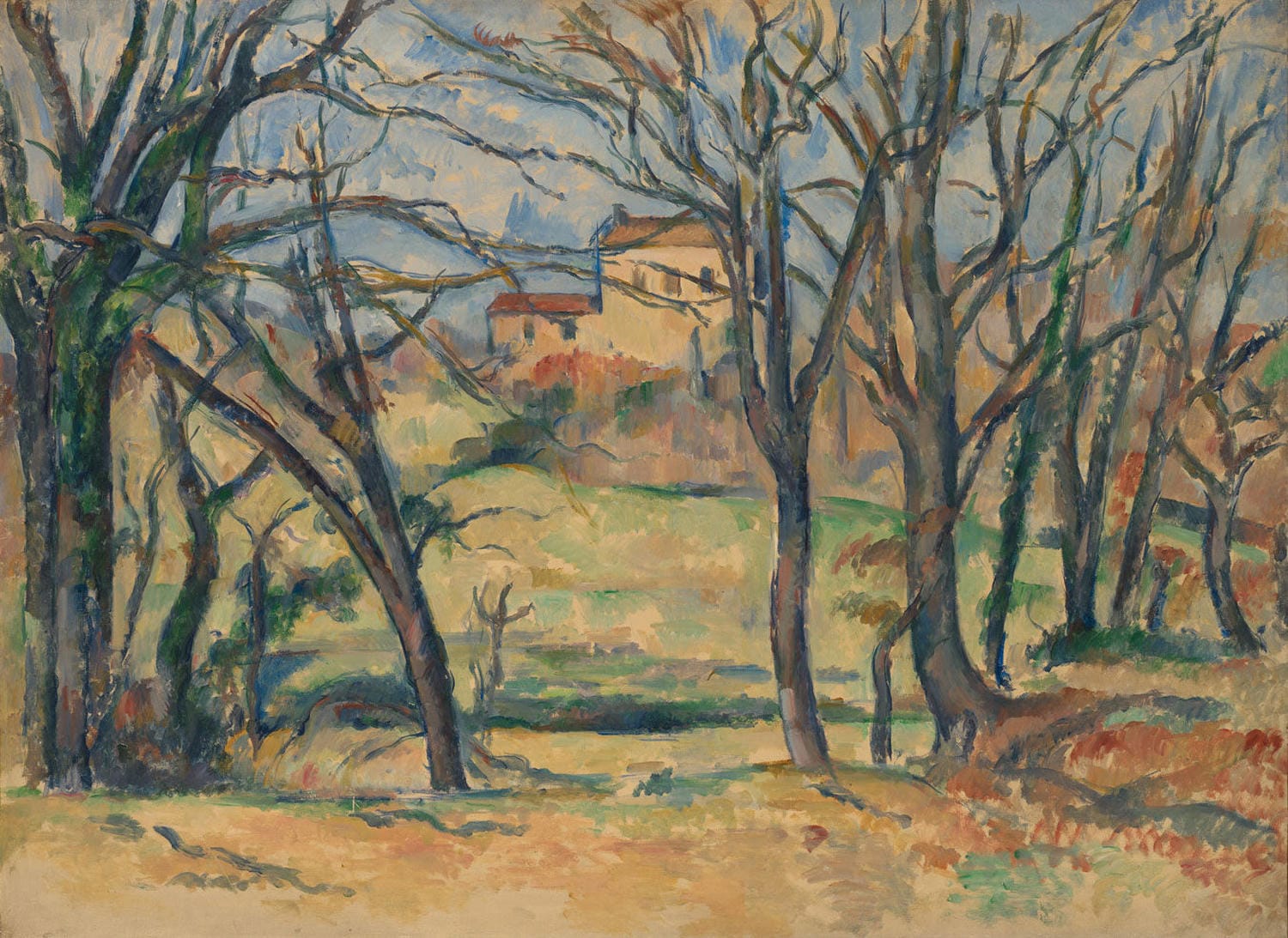 „Madame Cézanne, Hortense Fiquet 1850-1922, im Wintergarten“ zeigt Hortense Fiquet, die Ehefrau des Künstlers, in einem ruhigen Moment im Gewächshaus. Mit sanften Farben und detaillierter Darstellung fängt Cézanne ihre Eleganz und innere Ruhe ein, wobei das natürliche Licht und die Pflanzen im Hintergrund harmonisch mit der Figur verschmelzen.