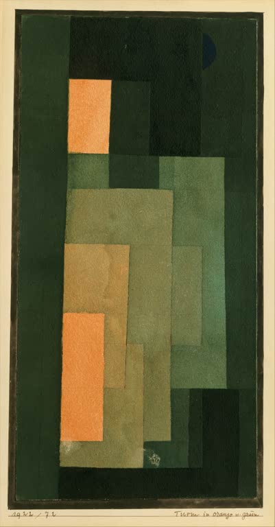 Kunstdruck „Turm in Orange und Grün“ von Paul Klee
