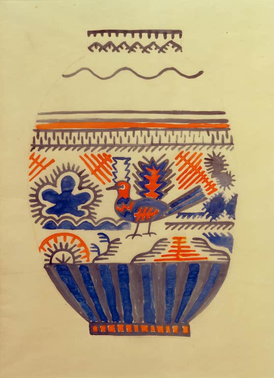 Kunstdruck des Gemäldes „Vase mit Vogel I“ von August Macke. Hochwertig in Deutschland von Hand gefertigt, erhältlich als Poster oder Leinwand und optional gerahmt.