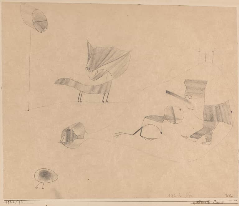 Kunstdruck „Verhexte Tiere“ von Paul Klee mit abstrahierten, fantasievollen Tierfiguren und expressiver Farbgestaltung