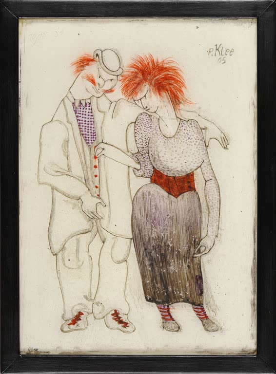 Kunstdruck „Verkommenes Paar“ von Paul Klee mit abstrahierter Darstellung eines Paares und expressiver Farbgestaltung