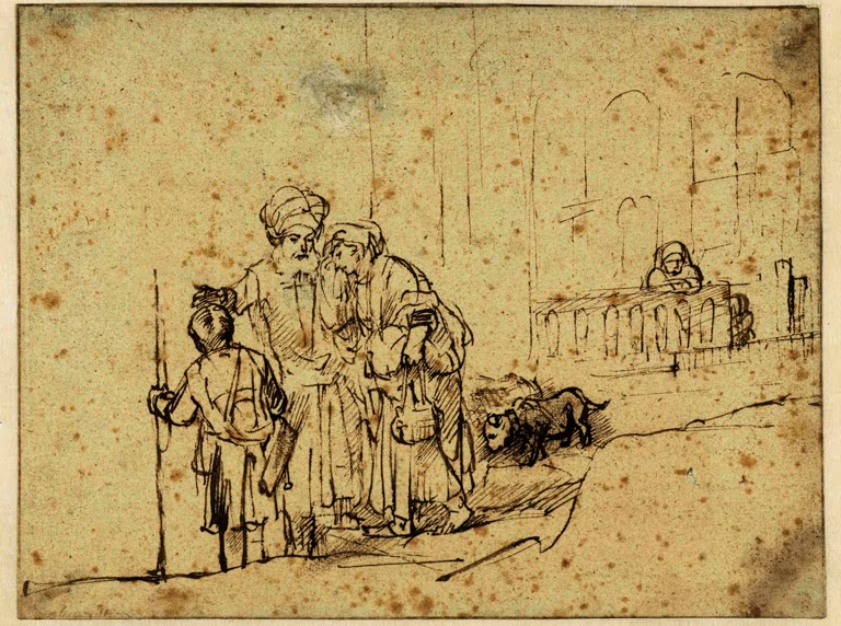 Kunstdruck „Vertreibung von Hagar und Ismael“ von Rembrandt van Rijn


