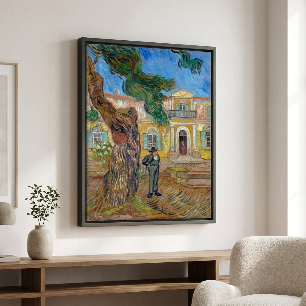 Vincent van Gogh Hospital Saint Paul in Remy als Kunstdruck auf Leinwand in Schattenfugenrahmen an Wand hängen