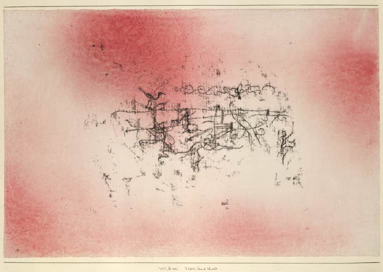 Kunstdruck des Gemäldes „Vogellandschaft“ von Paul Klee – hochwertige Reproduktion des poetischen Kunstwerks mit fantasievollen Vogelmotiven.