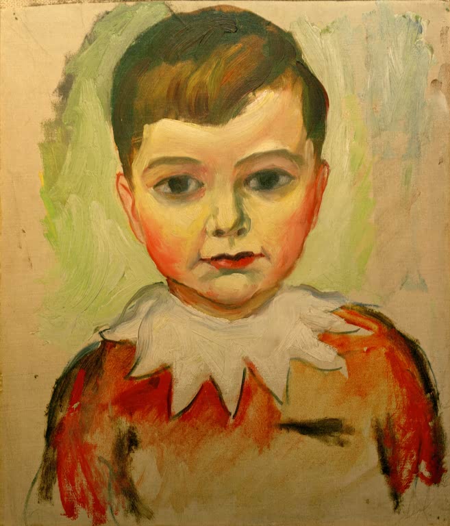 Kunstdruck des Gemäldes „Walter mit Spitzenkragen“ von August Macke. Hochwertig in Deutschland von Hand gefertigt, erhältlich als Leinwand oder Poster und optional gerahmt.