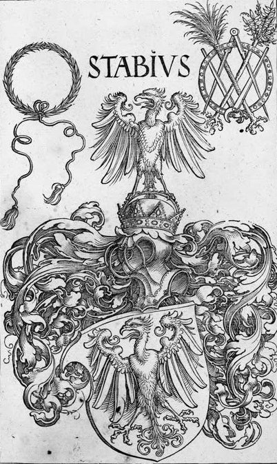 Kunstdruck „Wappen des Humanisten Stabius“ von Albrecht Dürer mit heraldischer Renaissance-Darstellung