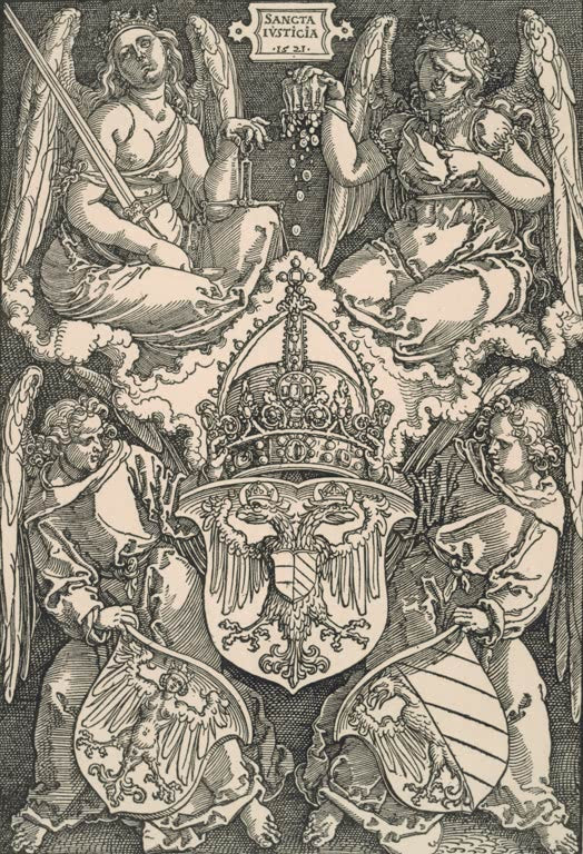 Kunstdruck „Wappen des Reiches und der Stadt Nürnberg“ von Albrecht Dürer mit heraldischer Darstellung