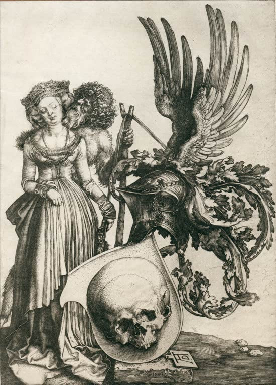 Kunstdruck „Wappen mit Totenkopf“ von Albrecht Dürer mit heraldischer Vanitas-Symbolik