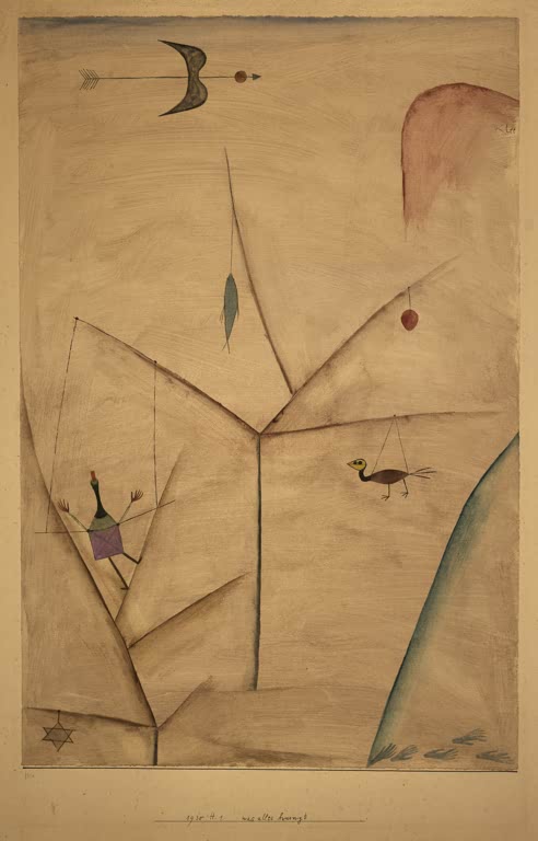 Kunstdruck des Gemäldes Was alles hängt von Paul Klee, handgefertigt in Deutschland als hochwertiger Kunstdruck.