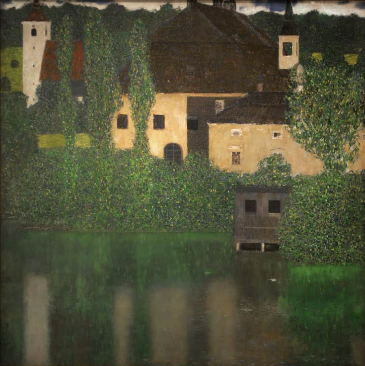 Kunstdruck des Gemäldes „Wasserburg“ von Gustav Klimt – hochwertige Reproduktion einer stimmungsvollen Landschaft mit Wasseransicht.