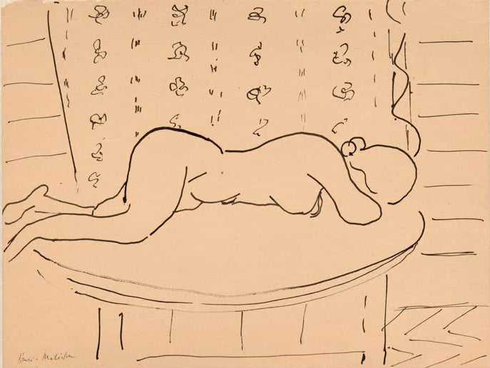 Kunstdruck „Weiblicher Akt liegend mit dem Gesicht nach unten auf einem Tisch“ von Henri Matisse, handgefertigt in Deutschland