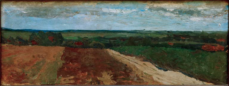 Kunstdruck von „Weite Moorlandschaft“ von Paula Modersohn-Becker. Ausdrucksstarke Landschaft mit weiter Moorlandschaft und harmonischer Farbgebung, in Deutschland handgefertigt.