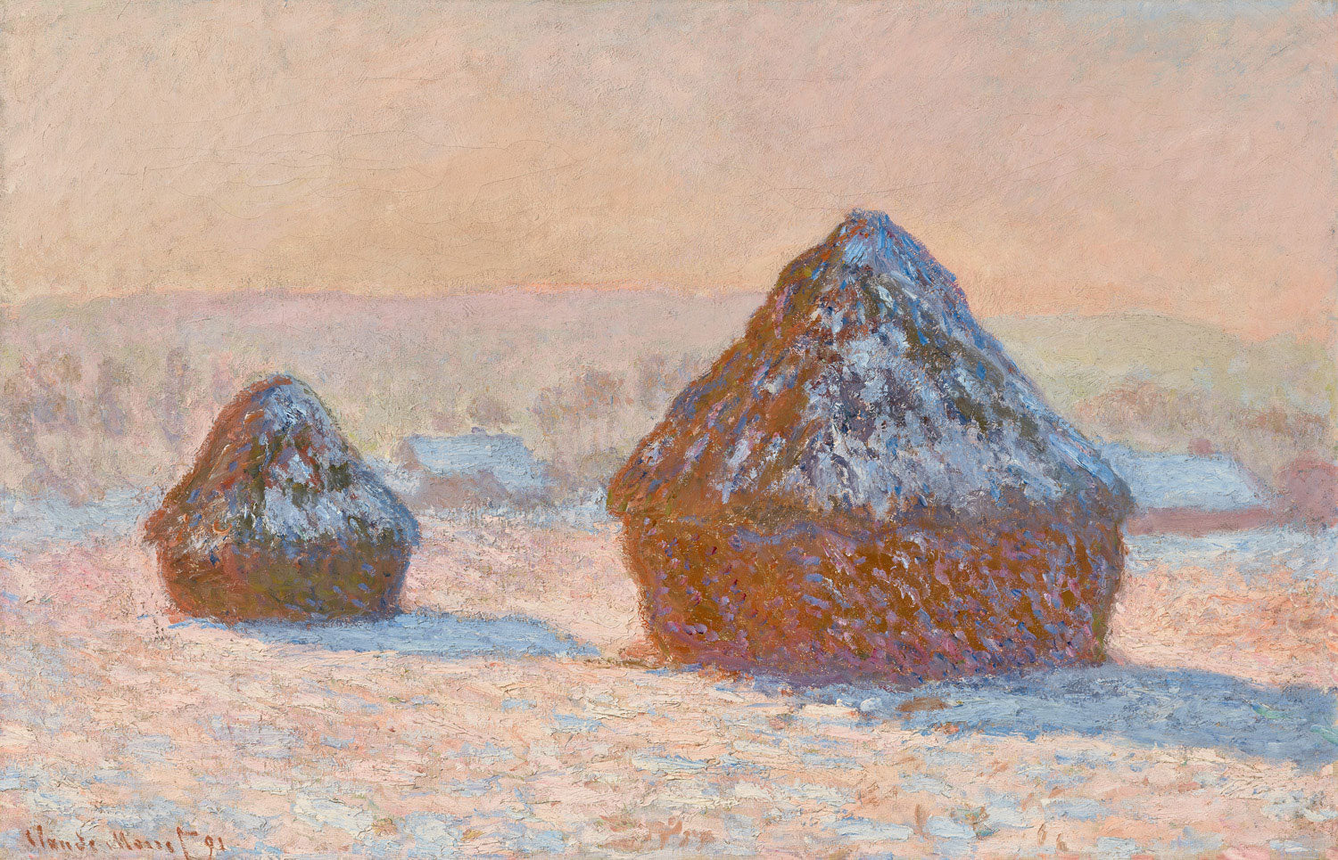 Getreideschober, Schneeeffekt, Morgen | Claude Monet