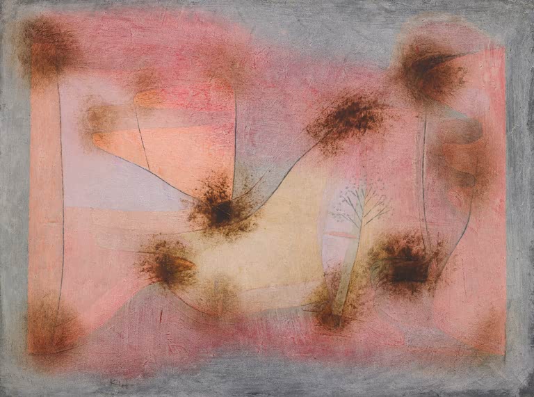 Kunstdruck des Gemäldes „Winterharte Pflanzen“ von Paul Klee – hochwertige Reproduktion eines fantasievollen Kunstwerks mit botanischen Formen.