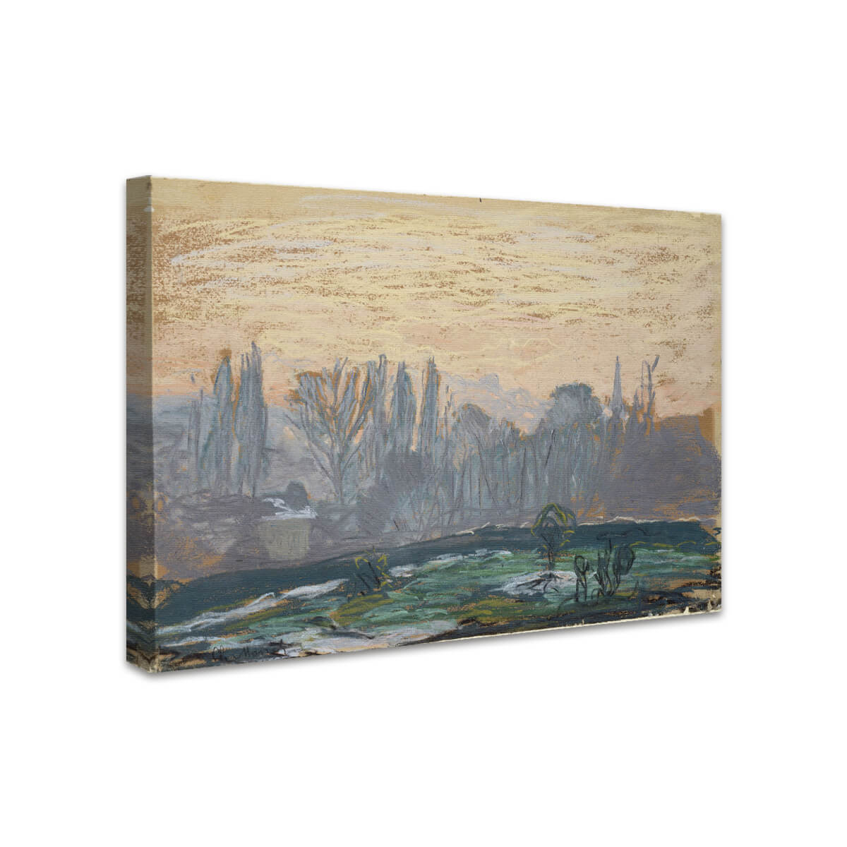 Winterliche Landschaft mit Abendhimmel | Claude Monet