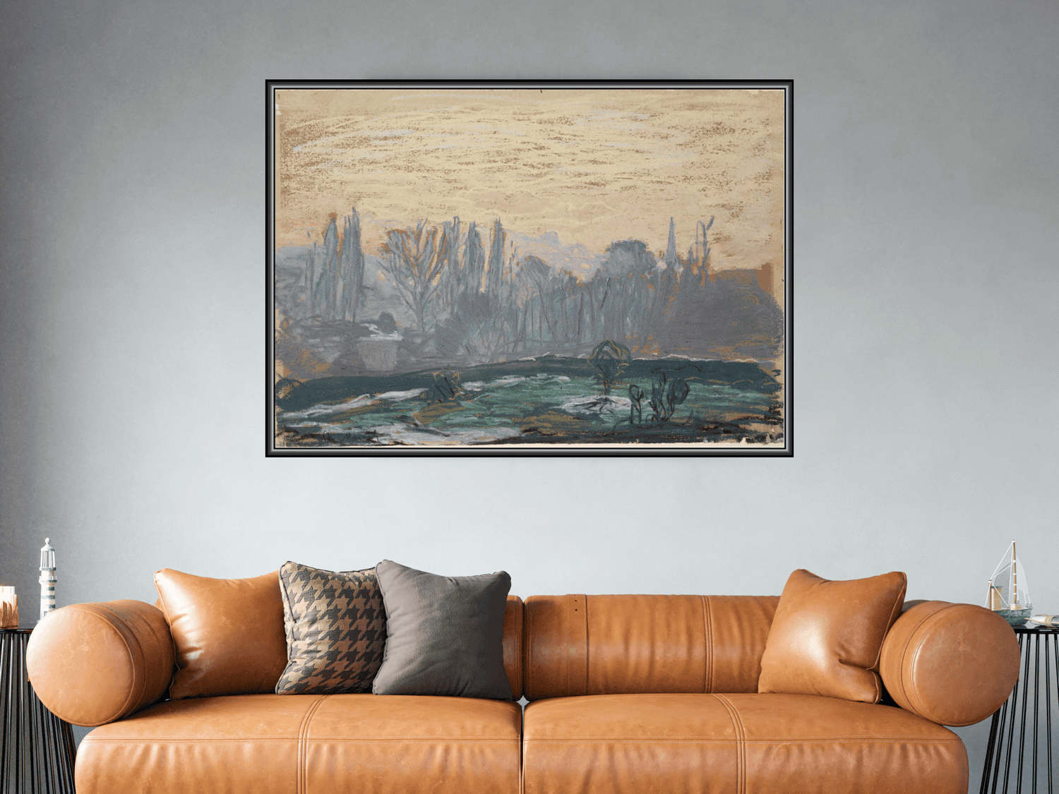 Winterliche Landschaft mit Abendhimmel | Claude Monet