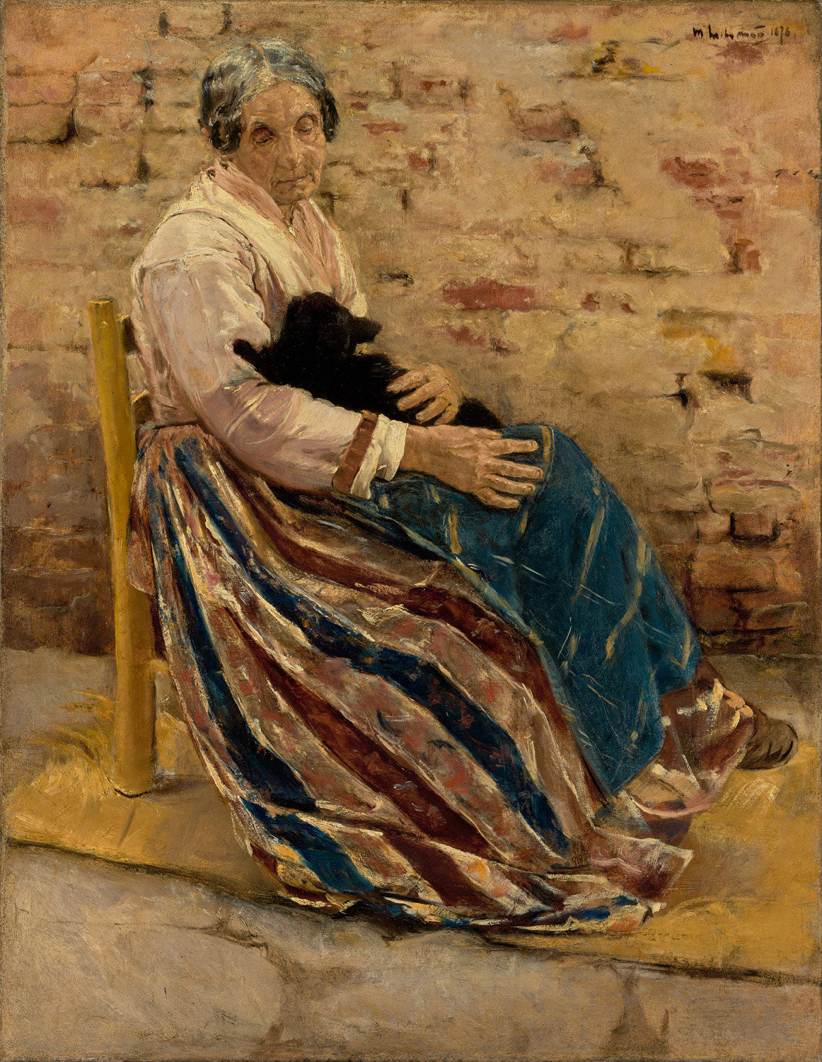 Max Liebermann Gemälde „Frau mit einer Katze“ – impressionistisches Porträt einer sitzenden Frau mit einer Katze auf dem Schoß in ruhiger Atmosphäre.