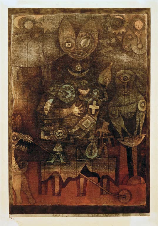 Kunstdruck des Gemäldes Zaubertheater von Paul Klee, handgefertigt in Deutschland als hochwertiger Kunstdruck.