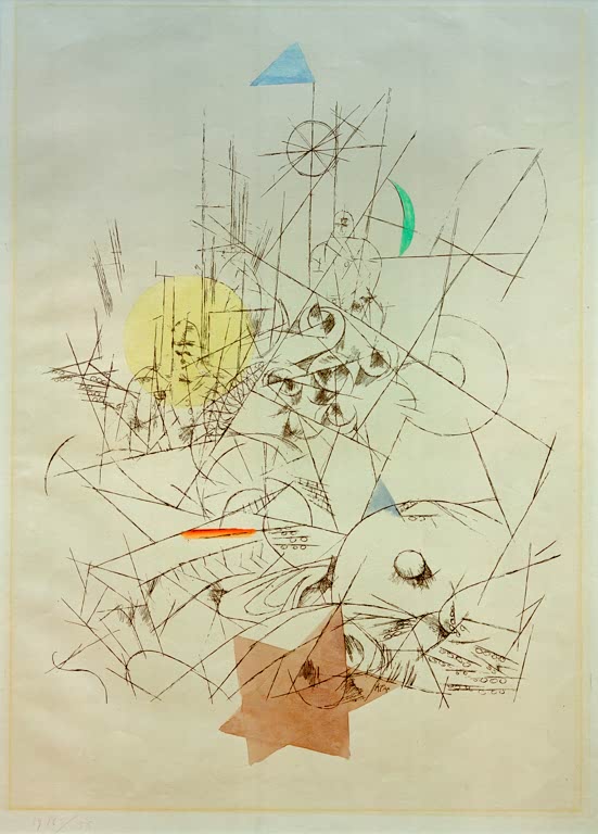 Kunstdruck „Zerstörung und Hoffnung“ von Paul Klee mit abstrakter Komposition und kontrastreichen Formen