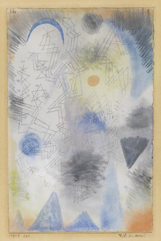 Kunstdruck „Ziele im Nebel“ von Paul Klee mit abstrakter Komposition und atmosphärischen Formen in sanften Farbtönen