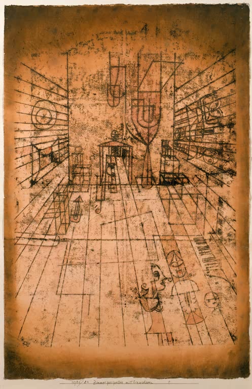 Kunstdruck „Zimmerperspective mit Einwohnern“ von Paul Klee, handgefertigt in Deutschland