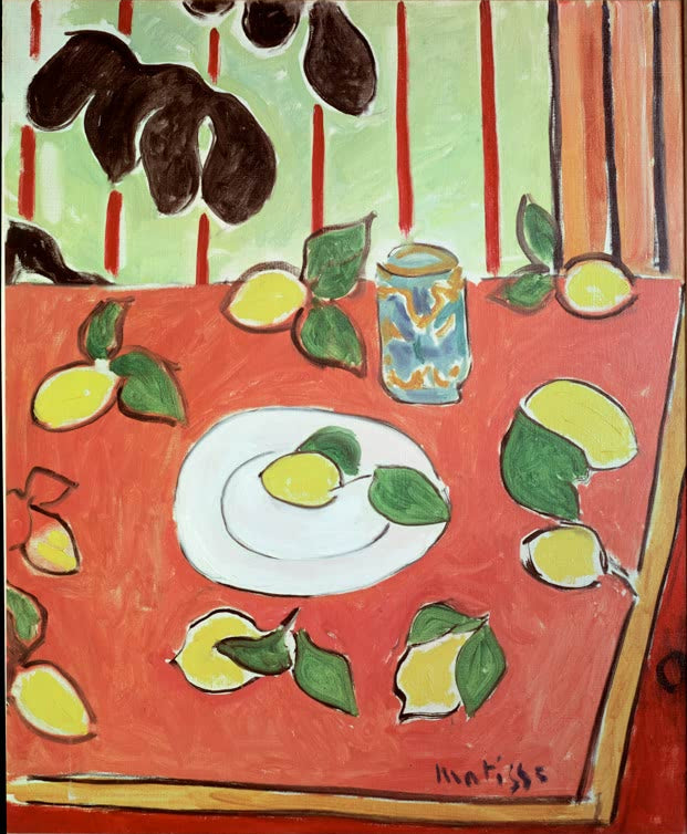 Kunstdruck des Gemäldes „Zitronen“ von Henri Matisse, erhältlich als Poster oder Leinwand, optional gerahmt, in Deutschland von Hand gefertigt