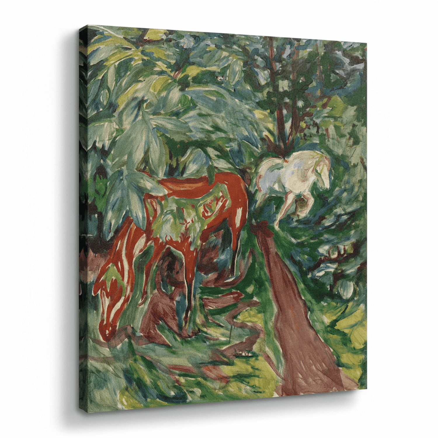 Zwei Pferde im Wald | Edvard Munch