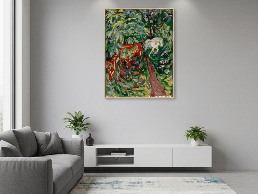 Zwei Pferde im Wald | Edvard Munch