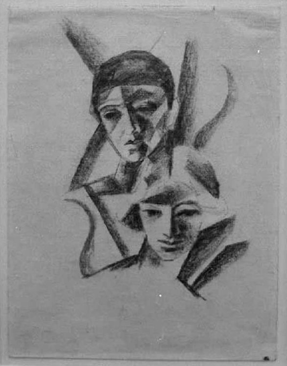 Kunstdruck des Gemäldes „Zwei Köpfe“ von August Macke. Hochwertig in Deutschland von Hand gefertigt, erhältlich als Poster oder Leinwand und optional gerahmt.