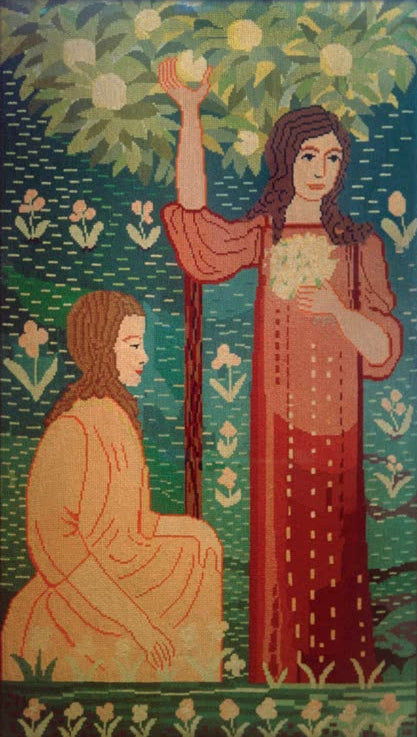 Kunstdruck des Gemäldes „Zwei Mädchen“ von August Macke mit Katharina Koehler und Sophie Gerhardt. Hochwertig in Deutschland von Hand gefertigt, erhältlich als Poster oder Leinwand, optional gerahmt.