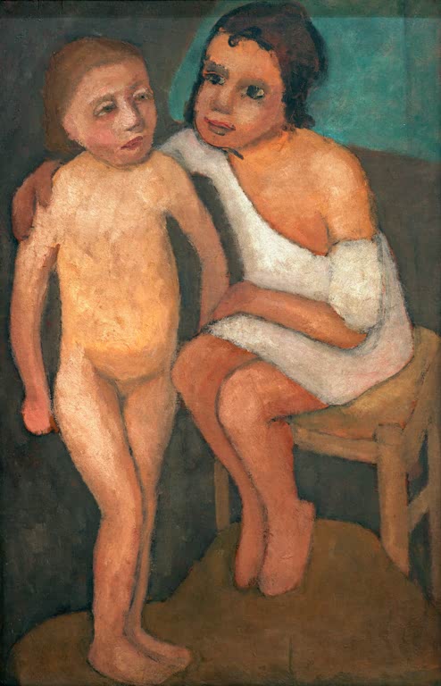 Kunstdruck von „Zwei Mädchen“ von Paula Modersohn-Becker. Ausdrucksstarke Darstellung zweier Kinder mit charakteristischer Farbgebung, in Deutschland handgefertigt.