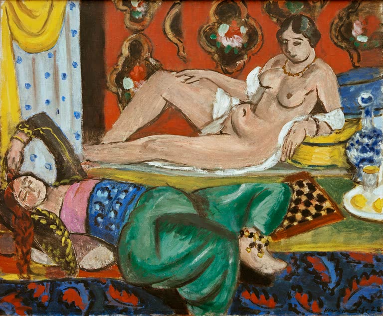 Kunstdruck des Gemäldes „Zwei Odalisken“ von Henri Matisse, hochwertig in Deutschland handgefertigt, erhältlich als Leinwand oder Poster.
