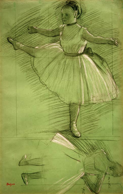 Kunstdruck des Gemäldes Zwei Studien für Tänzerinnen von Edgar Degas, handgefertigt in Deutschland
