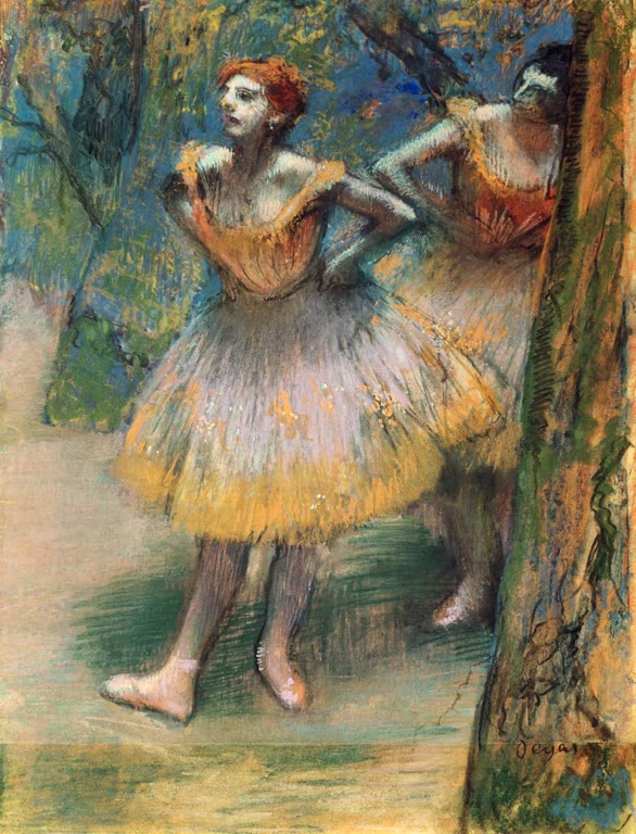 Kunstdruck von „Zwei Tänzerinnen“ von Edgar Degas, handgefertigt in Deutschland als Leinwand oder Poster erhältlich