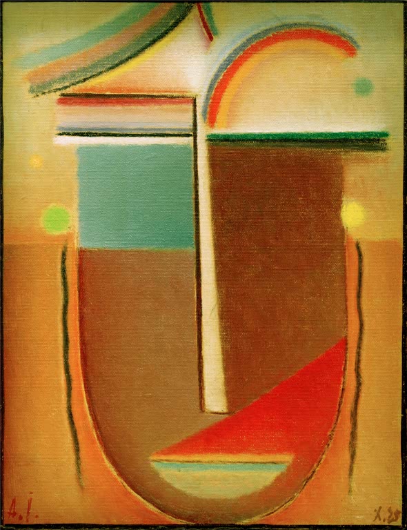 Alexej von Jawlensky Abstrakter Kopf: Arabisches Märchen Kunstkopie – Abstrakter Kopf in Ocker, Braun und Rot