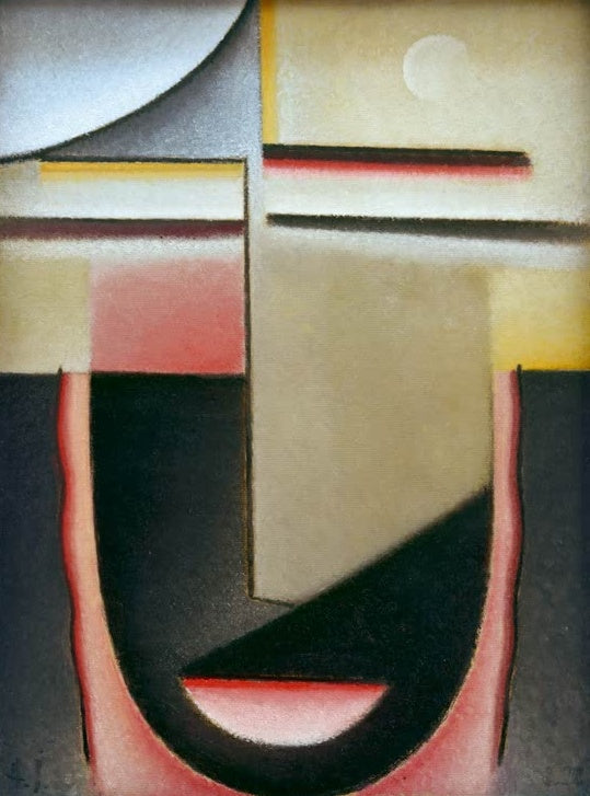 Abstraktes Gesicht in Grau, Schwarz und Rosa – Alexej von Jawlensky Abstrakter Kopf: Morgengrauen Kunstkopie