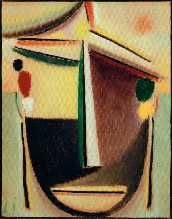 Alexej von Jawlensky Abstrakter Kopf Kunstkopie – Abstrakter Kopf mit hellem Dach, braunen Flächen und dunklem Kinn