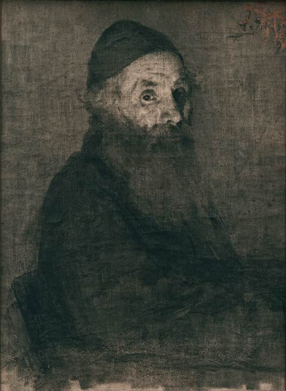 Älterer Mann mit Bart und Mütze in dunkler Kleidung – Alexej von Jawlensky Der Jude Abraham (Bärtiger Jude) Kunstkopie