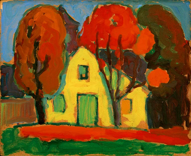 Alexej von Jawlensky Gelbes Haus Kunstkopie: Gelbes Haus zwischen roten und braunen Bäumen mit rotem Weg